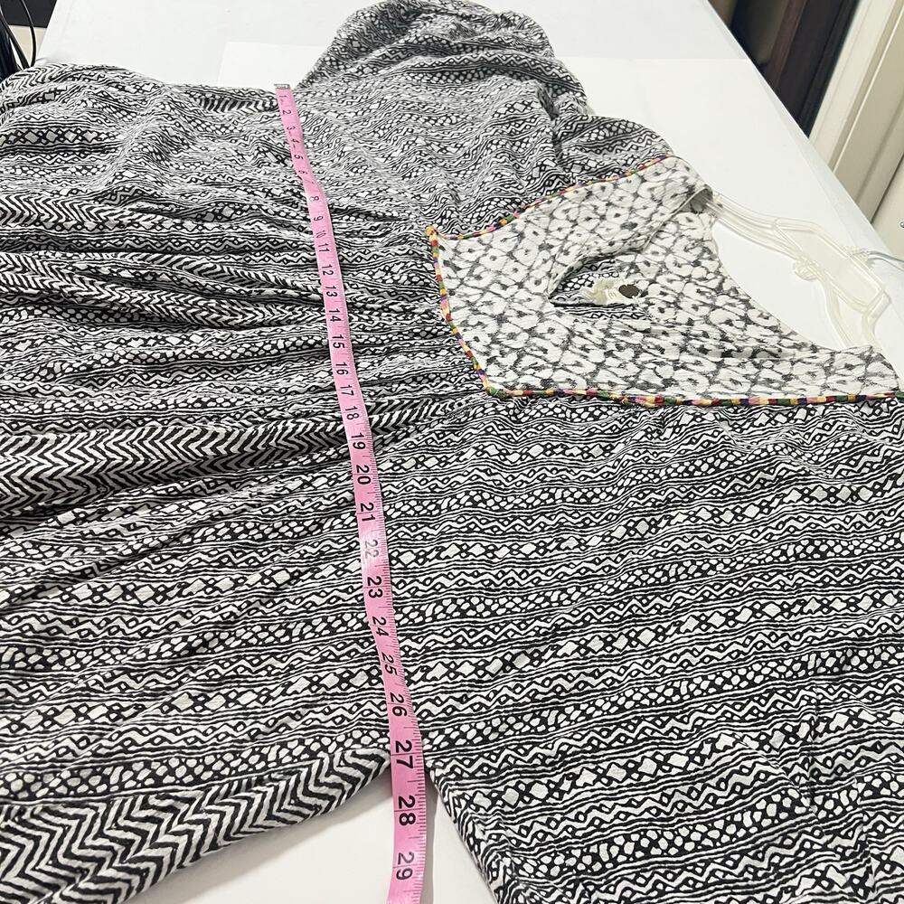 Free People One Mix Print Tunic Top Medium Dress Boho Festival Raw Hem Relaxed - Picture 12 of 15
